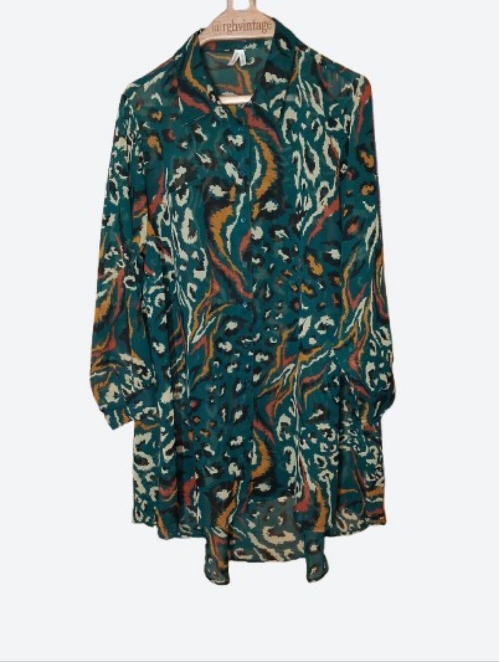 LIVE 4 TRUTH Shirt Dress 3X Leopard Teal Contemporary